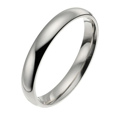 14ct white gold 3mm extra heavy court ring