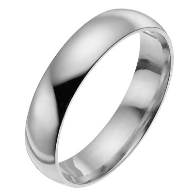 14ct white gold 5mm extra heavy court ring