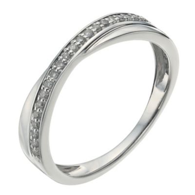 9ct white gold 10 point diamond crossover ring - Product number 9944397