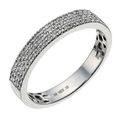 9ct white gold 18 point diamond three row micro pave ring - Product number 9945334