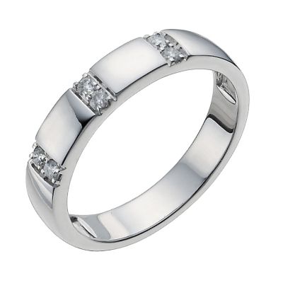 18ct white gold three row diamond band ring - Product number 9947345