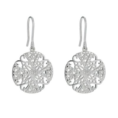 Sterling Silver & Cubic Zirconia Filigree Earrings - Product number 9948309