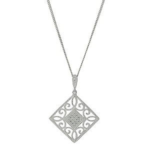 Sterling Silver & Cubic Zirconia Filigree Pendant Necklace