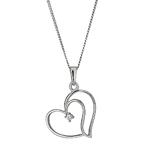 Sterling Silver & Cubic Zirconia Heart Pendant Necklace