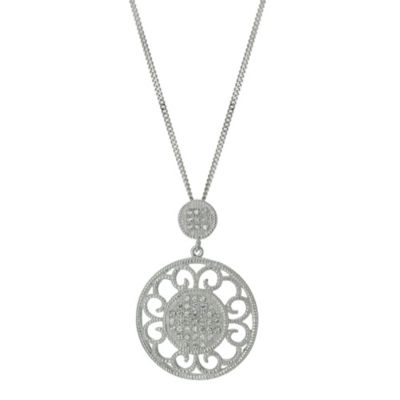 Sterling Silver & Cubic Zirconia Round Filigree Pendant