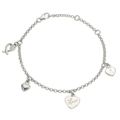 Sterling Silver Heart Charm Bracelet