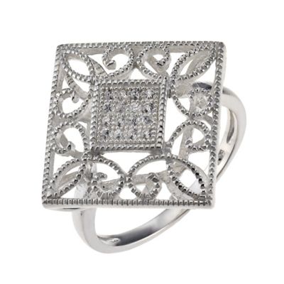 Petali Di Amore Sterling Silver and Cubic Zirconia Diamond