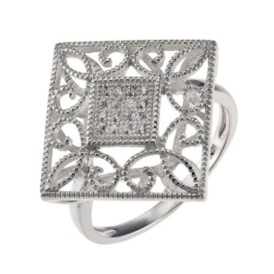 Sterling Silver and Cubic Zirconia Diamond