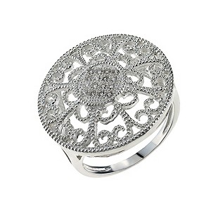 Sterling Silver and Cubic Zirconia Round Ring