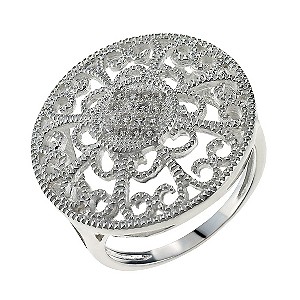 Sterling Silver & Cubic Zirconia Round Ring Size N