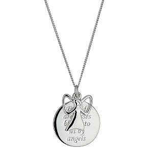 H Samuel Sterling Silver Disc and Angel Charm Pendant