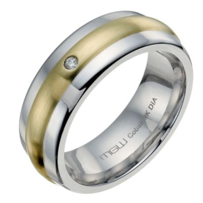 Cobalt & 9ct yellow gold 8mm diamond ring - Product number 9950664