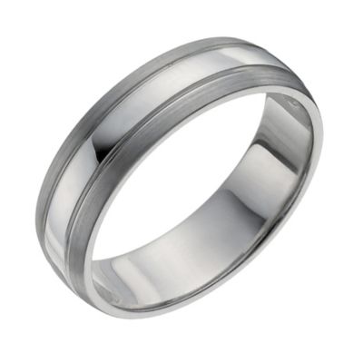 Palladium three row 6mm matte & polished band ring - Product number 9951083