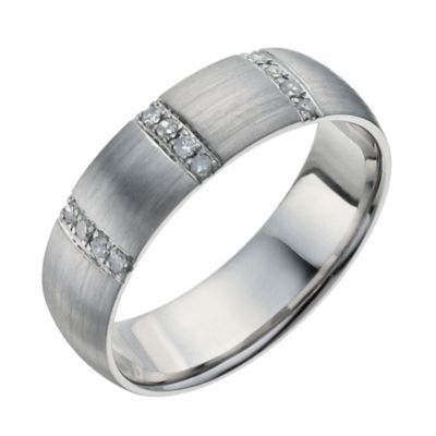 Palladium 6mm 12 point diamond three row band ring - Product number 9951210