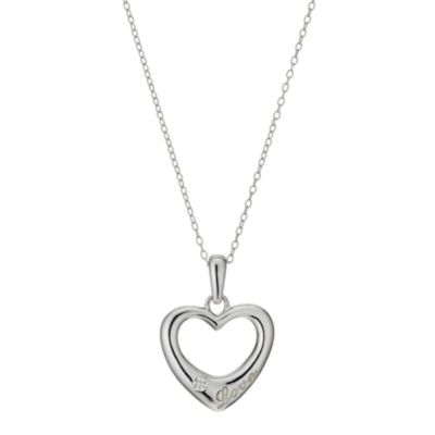 Sterling Silver and Cubic Zirconia Love Pendant