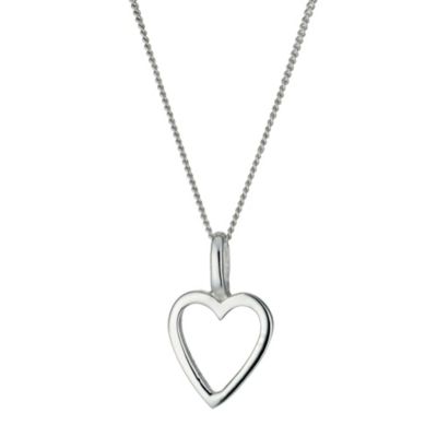 Sterling Silver Slim Heart Pendant Necklace