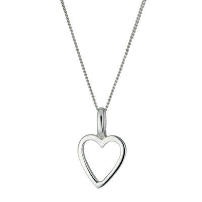 H Samuel Sterling Silver Slim Heart Pendant Necklace