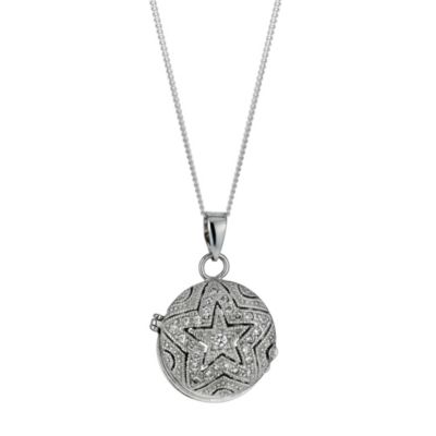 Sterling Silver Cubic Zirconia Star Locket