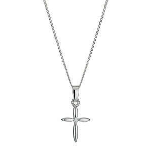 H Samuel Sterling Silver and Cubic Zirconia Cross Pendant