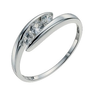 Sterling Silver & Cubic Zirconia Three Stone Ring Size N