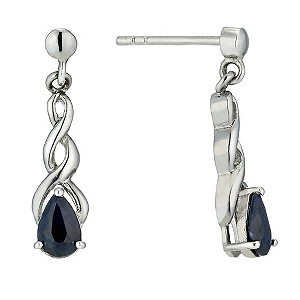 Sterling Silver and Sapphire Twist Drop Earrings