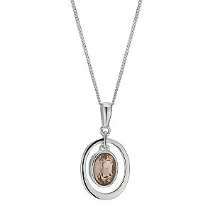 Sterling Silver Rose & Crystal Pendant Necklace