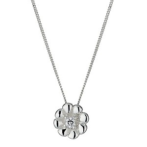 H Samuel Sterling Silver and Cubic Zirconia Daisy Pendant