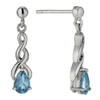 Viva Colour Sterling Silver and Blue Topaz Twist Drop Earrings