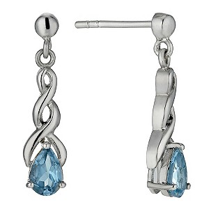 Sterling Silver & Blue Topaz Twist Drop Earrings