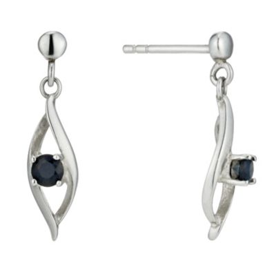 Sterling Silver and Sapphire Open Drop Earrings