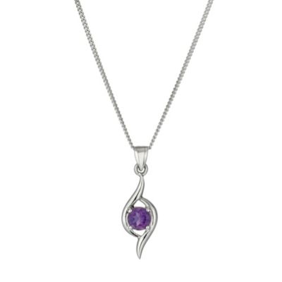 Sterling Silver and Amethyst Double Wave Pendant