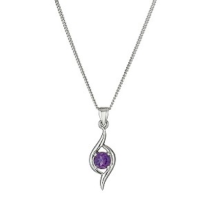 Sterling Silver & Amethyst Double Wave Pendant Necklace