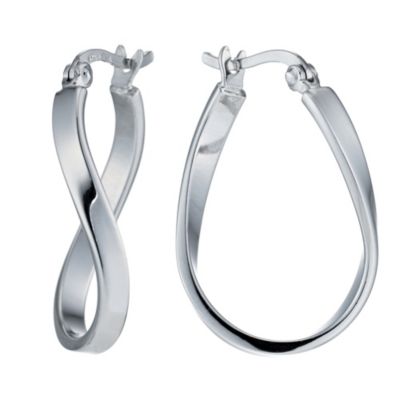 H Samuel Sterling Silver Twist Creole Earrings