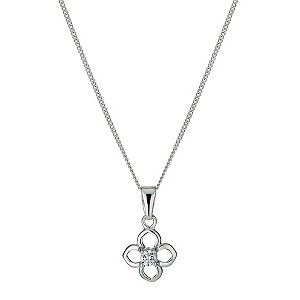 Sterling Silver & Cubic Zirconia Four Leaf Pendant