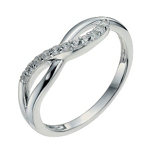 Sterling Silver & Cubic Zirconia Crossover Ring Size N