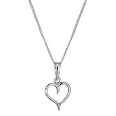 H Samuel Sterling Silver Heart Pendant Necklace