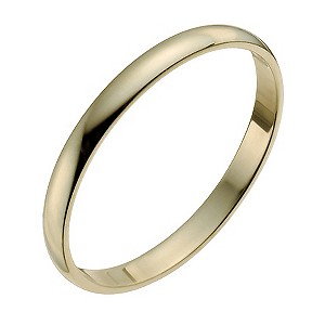 9ct Yellow Gold 2mm Heavy D Shape Ring