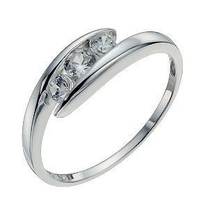 Sterling Silver & Cubic Zirconia Three Stone Ring Size P