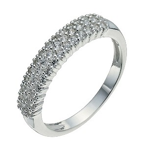 Sterling Silver & Cubic Zirconia Band Ring Size P