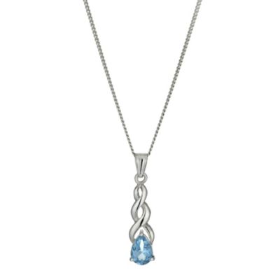 Sterling Silver and Blue Topaz Twist Pendant