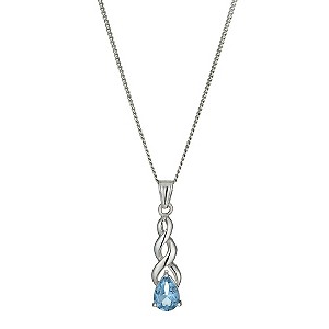Sterling Silver & Blue Topaz Twist Pendant Necklace