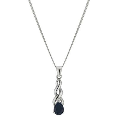 Sterling Silver and Sapphire Twist Pendant