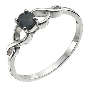 Sterling Silver & Sapphire Figure Of Eight Ring Size P