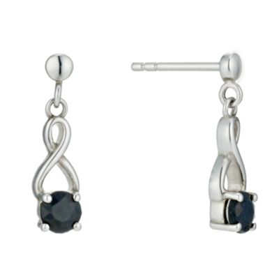 Sterling Silver & Sapphire Figure Of Eight Drop Earrings - Product number 9955038