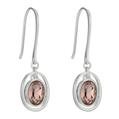 Viva Colour Sterling Silver Double Oval Rose Drop Earrings