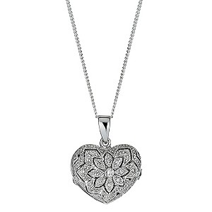 Sterling Silver Pave Cubic Zirconia Heart Locket