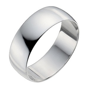 Men's 9ct White Gold 7mm Heavy D Shape Ring