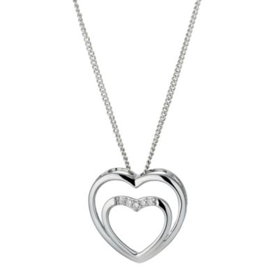 Sterling Silver and Cubic Zirconia Double Heart
