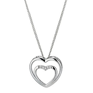 H Samuel Sterling Silver and Cubic Zirconia Double Heart