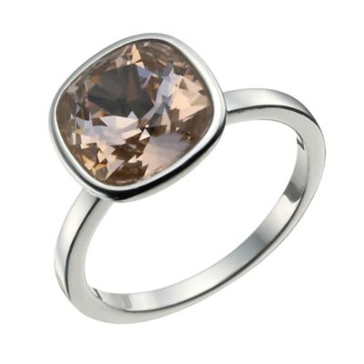 Viva Colour Sterling Silver Rose Crystal Ring Size L